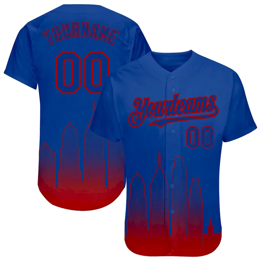 3DPattern1468.webp Custom Royal Red 3D Philadelphia City Edition Fade Fashion Authentic Baseball Jersey - Image 1