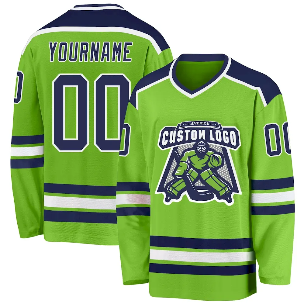 Aqua0134.webp Custom Neon Green Navy-White Hockey Jersey - Image 1