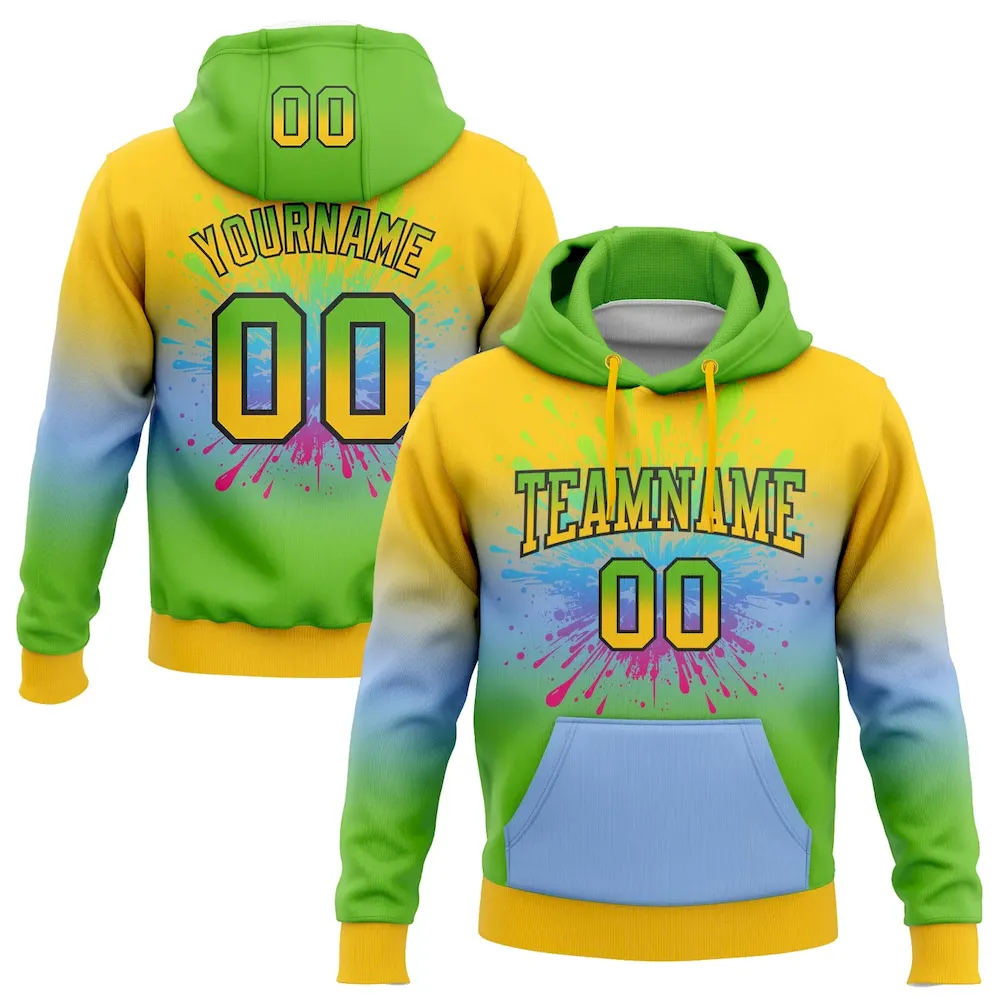 FadeFashion0700.webp Custom Stitched Yellow Aurora Green Light Blue-Black Fade Fashion Splash Sports Pullover Sweatshirt Hoodie - Image 1