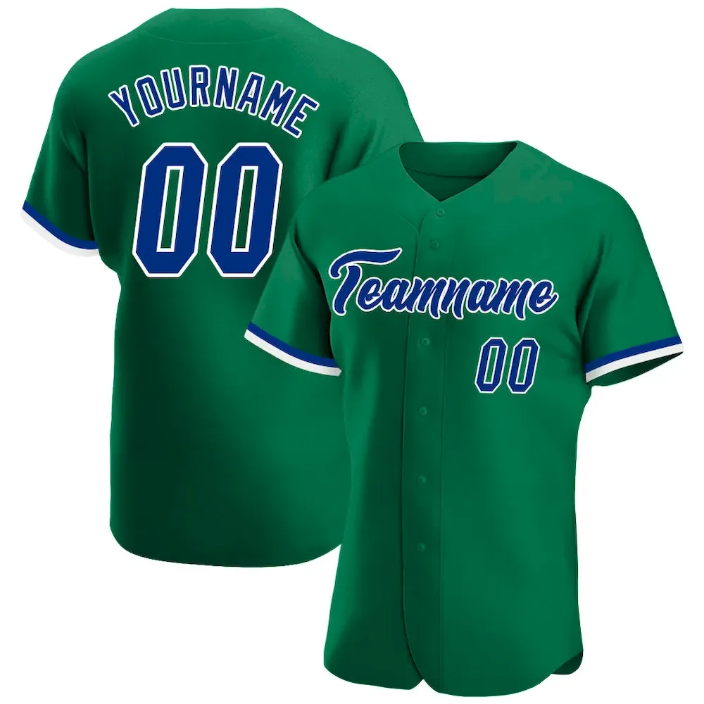 KellyGreen0217.webp Custom Kelly Green Royal-White Authentic Baseball Jersey - Image 1