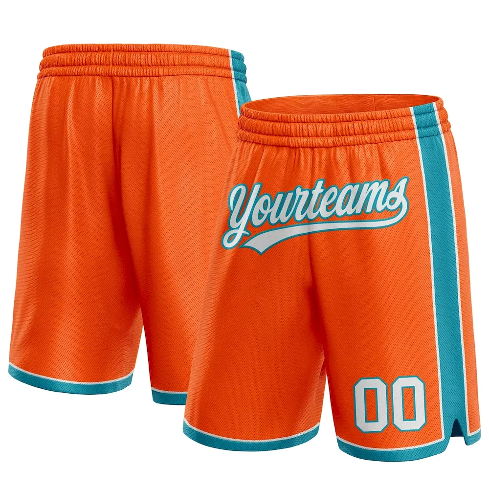 Orange0346.webp Custom Orange White-Teal Authentic Basketball Shorts - Image 1