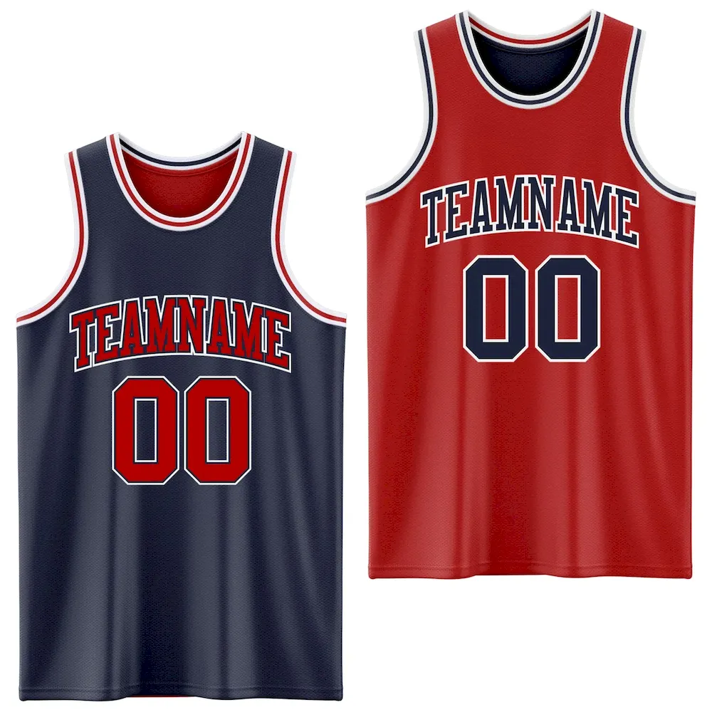 ReversibleD0064.webp Custom Navy Red-White Reversible Double Side Basketball Jersey - Image 1