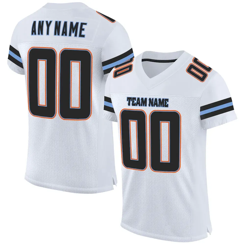 White0630.webp Custom White Black-Powder Blue Mesh Authentic Football Jersey - Image 1