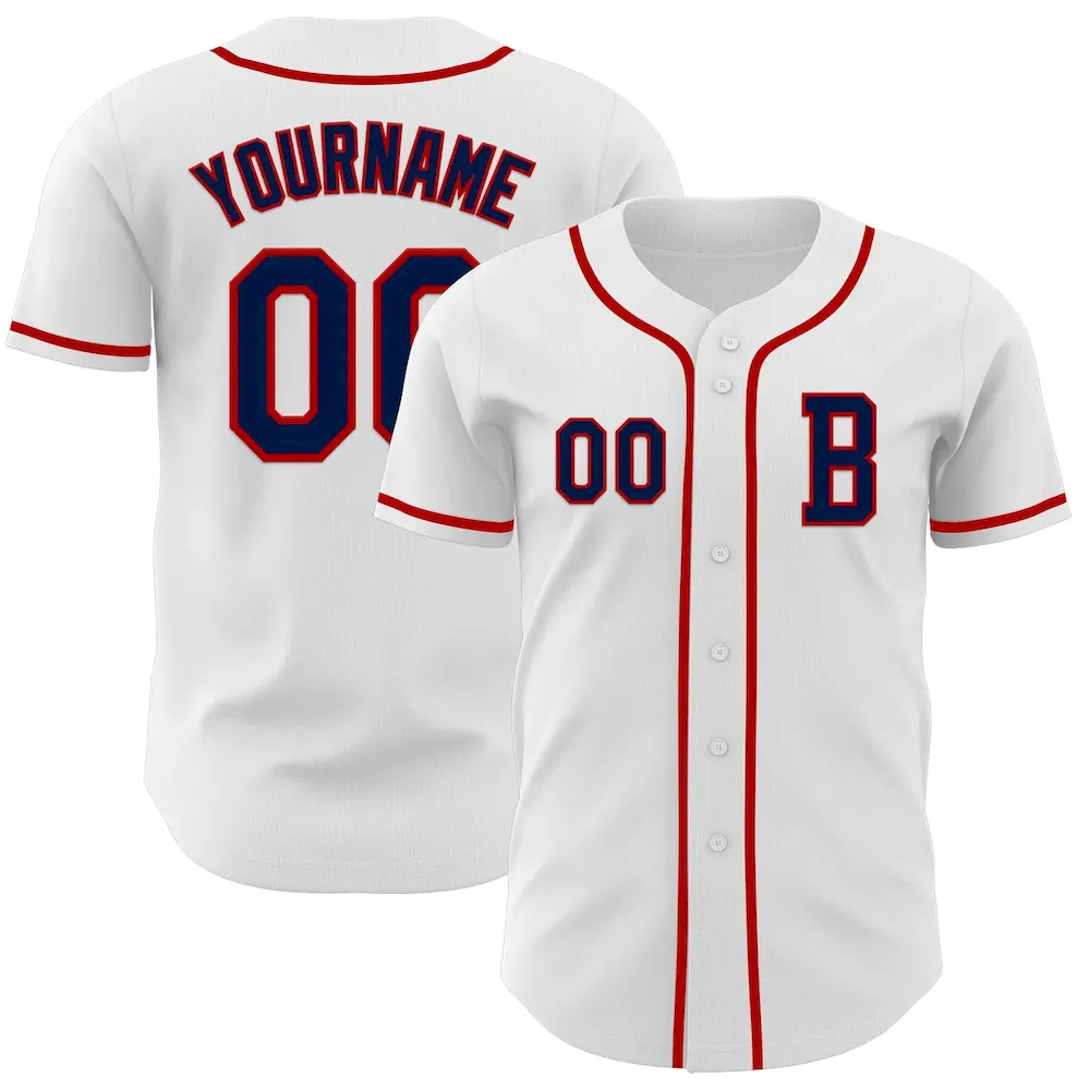 White2100.webp Custom White Navy-Red Authentic Baseball Jersey - Image 1